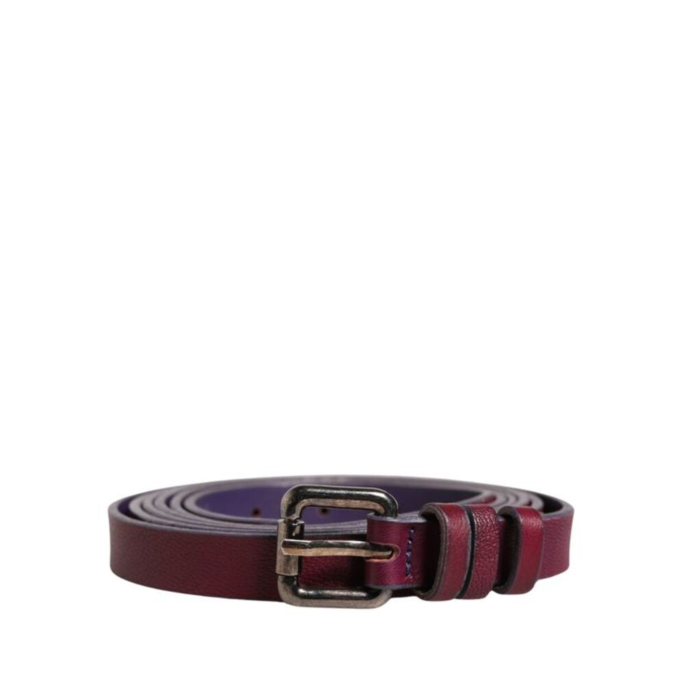 GF Ferre Maroon Leather Silver Metal Buckle Waist Women Women's Belt